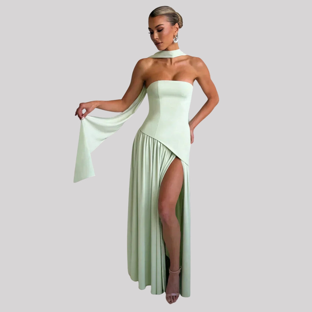 Women's Asymmetrical Maxi Dress - Wedding Guest | Summer