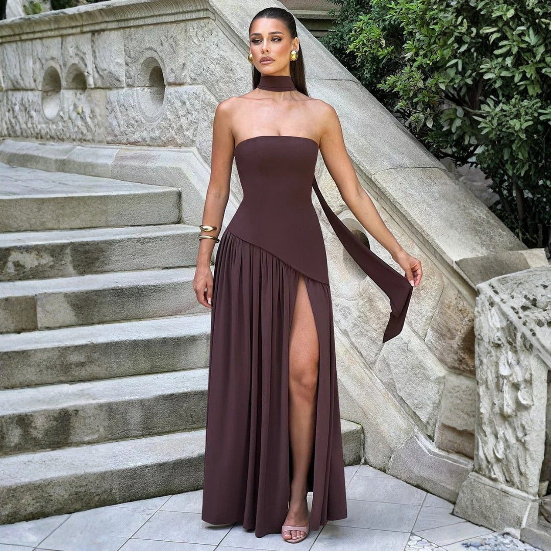Women's Asymmetrical Maxi Dress - Wedding Guest | Summer