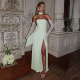 Women's Asymmetrical Maxi Dress - Wedding Guest | Summer - Green