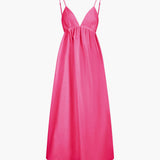Women's Backless Maxi Dress | Spaghetti Straps | Summer White - Pink