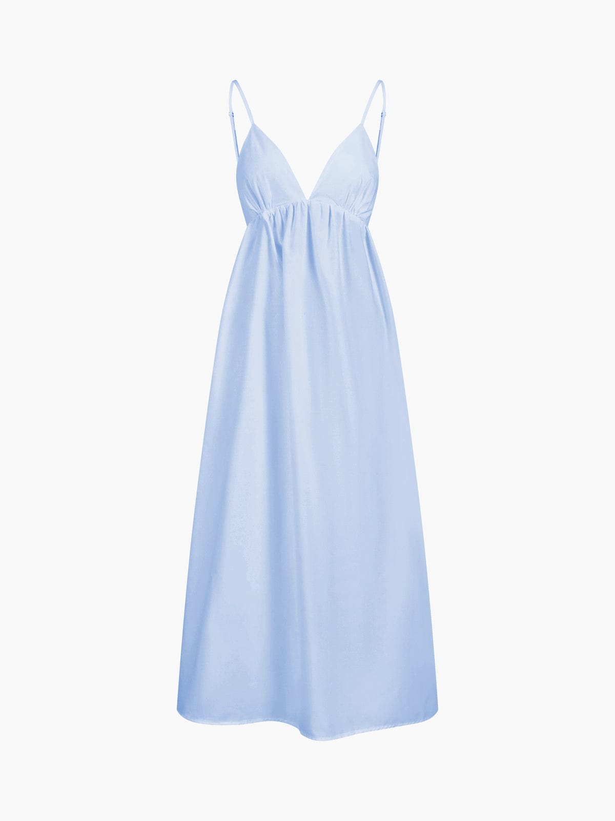 Women's Backless Maxi Dress | Spaghetti Straps | Summer White - Blue