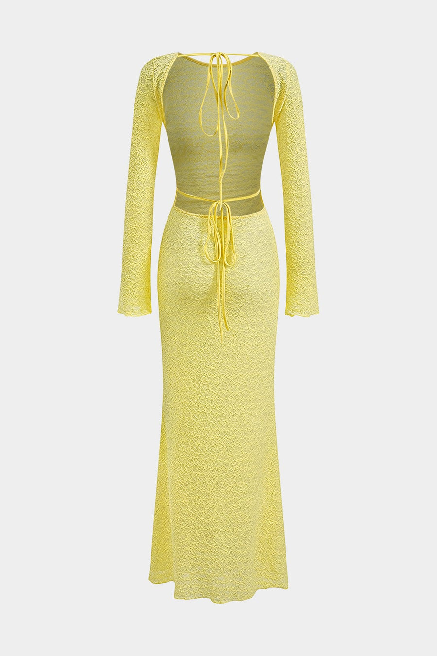 Women's Backless Maxi Dress with Lace-Up Detail - Evening Elegance