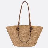 Women's Bag | Straw Tote | Leather Handles | Summer - Caramel