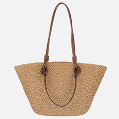 Women's Bag | Straw Tote | Leather Handles | Summer - Caramel