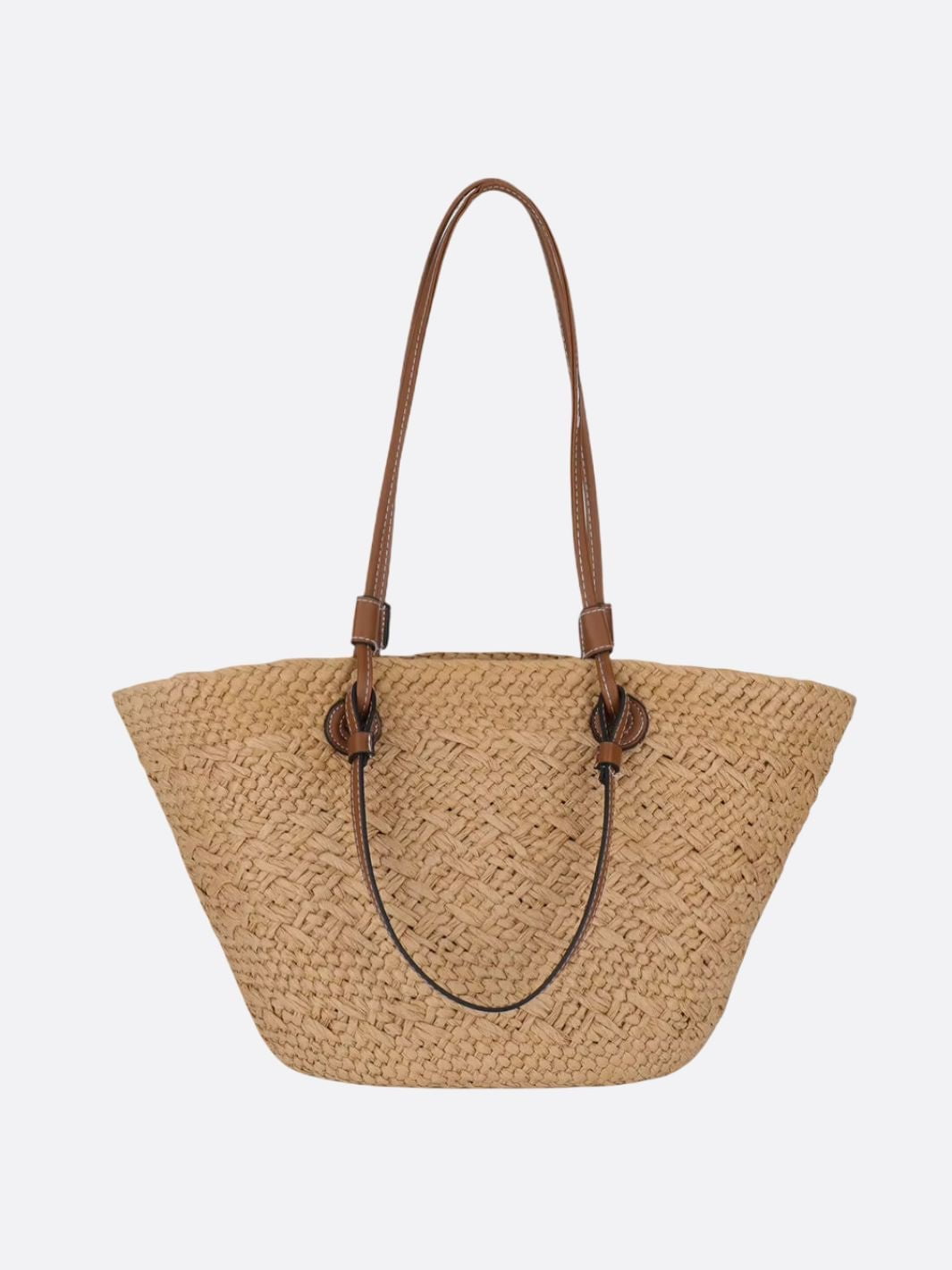 Women's Bag | Straw Tote | Leather Handles | Summer - Caramel