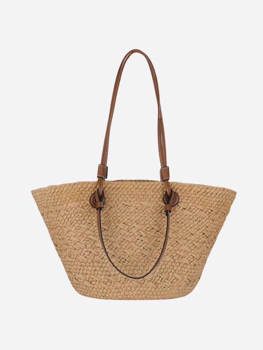 Women's Bag | Straw Tote | Leather Handles | Summer - Caramel