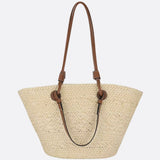 Women's Bag | Straw Tote | Leather Handles | Summer - Cream