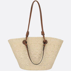 Women's Bag | Straw Tote | Leather Handles | Summer - Cream