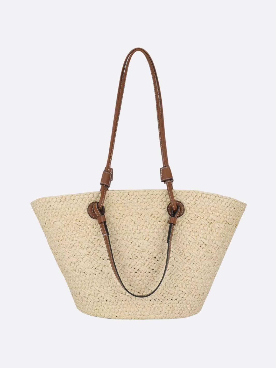 Women's Bag | Straw Tote | Leather Handles | Summer - Cream