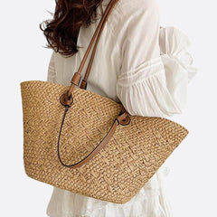 Women's Bag | Straw Tote | Leather Handles | Summer