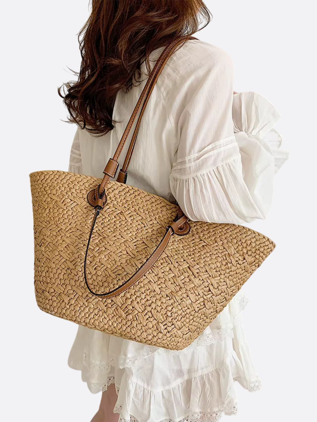 Women's Bag | Straw Tote | Leather Handles | Summer
