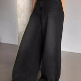 Women's Baggy Jeans | High Waist | Wide Leg | Autumn - Black