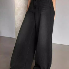 Women's Baggy Jeans | High Waist | Wide Leg | Autumn - Black