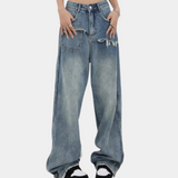 Women's Baggy Jeans | Y2K Style | Summer - Dark Blue