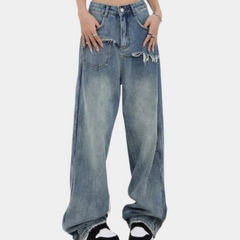 Women's Baggy Jeans | Y2K Style | Summer - Dark Blue