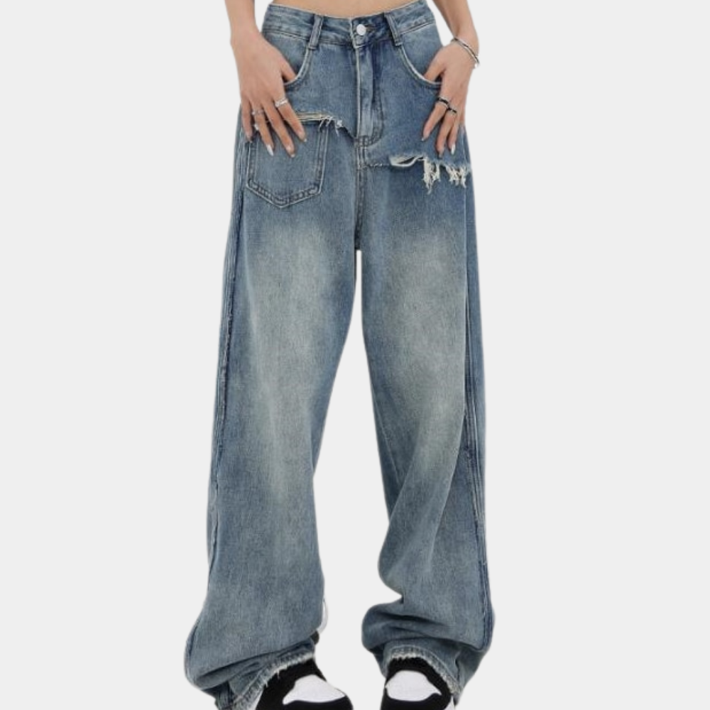 Women's Baggy Jeans | Y2K Style | Summer - Dark Blue