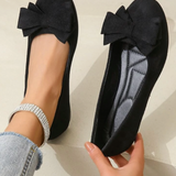 Women's Ballet Flats | Bow Detail | All-Season Comfort | Winter - Black