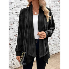 Women's Batwing Knit Vest - Lightweight Layering | Autumn - Black