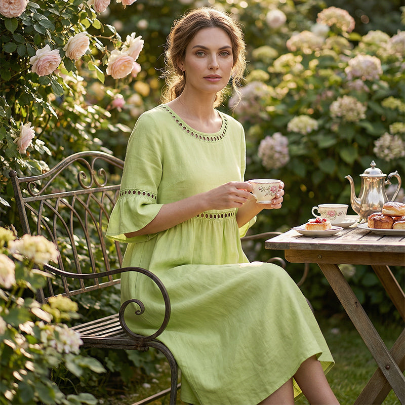 Women's Belly-Smoothing Midi Dress - Elegant Summer Style