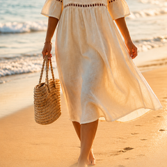 Women's Belly-Smoothing Midi Dress - Elegant Summer Style