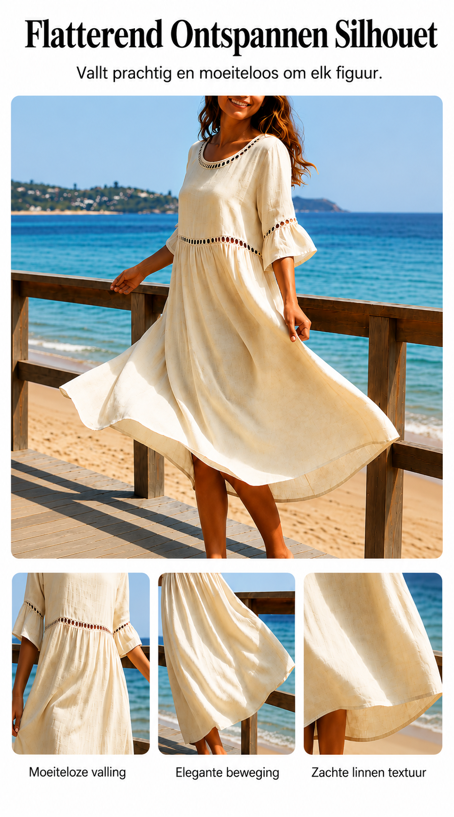 Women's Belly-Smoothing Midi Dress - Elegant Summer Style