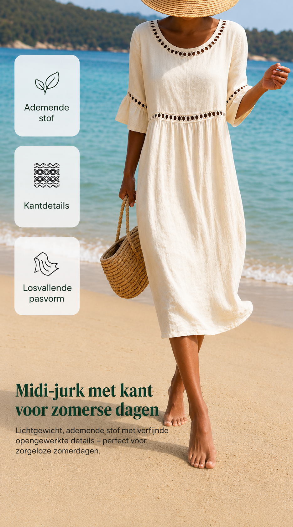 Women's Belly-Smoothing Midi Dress - Elegant Summer Style