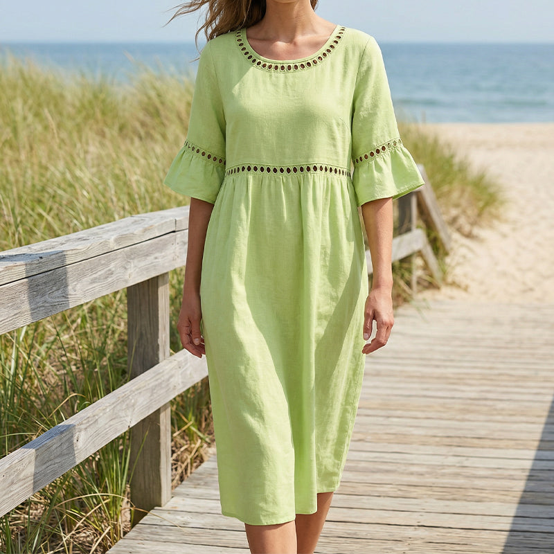 Women's Belly-Smoothing Midi Dress - Elegant Summer Style
