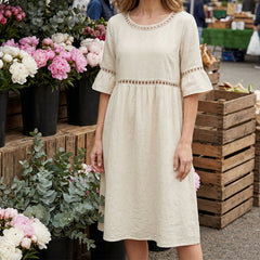 Women's Belly-Smoothing Midi Dress - Elegant Summer Style