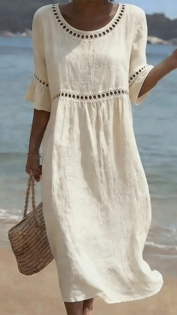 Women's Belly-Smoothing Midi Dress - Elegant Summer Style