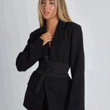 Women's Belted Blazer | Tailored Fit | Elegant | Autumn - Black