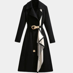 Women's Belted Midi Trench Coat - Classic A-Line | Spring - Black