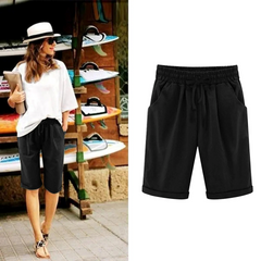 Women's Bermuda Shorts | Cotton Linen | Summer - Black
