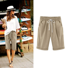Women's Bermuda Shorts | Cotton Linen | Summer - Brown