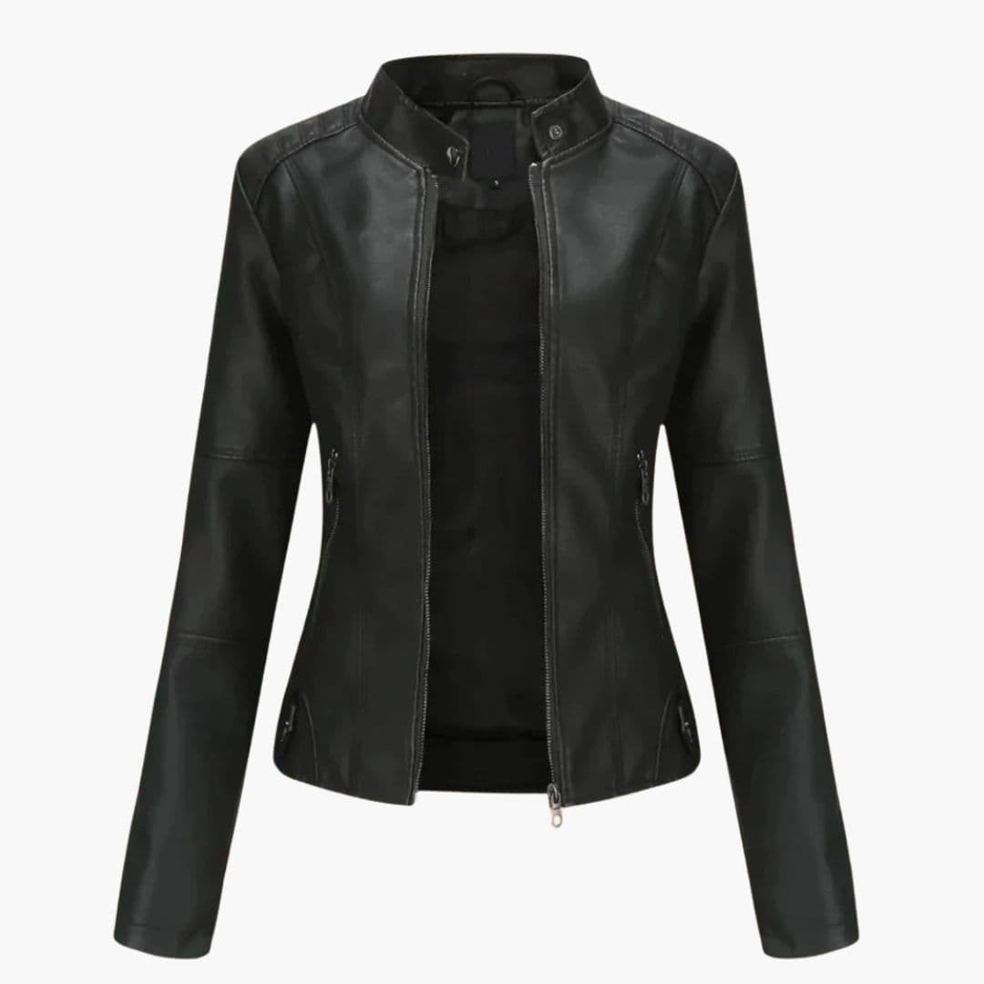 Women's Biker Jacket | Full-Length Zip | Slim Cut | Autumn - Black