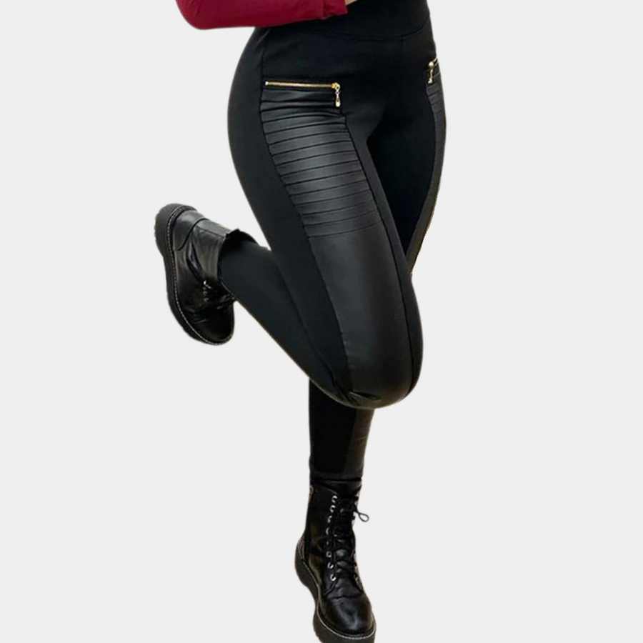 Women's Biker Legging with Leather Look - Black | Fall