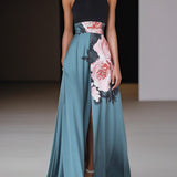 Women's Black Floral Sleeveless A-Line Maxi Dress | Summer - Black