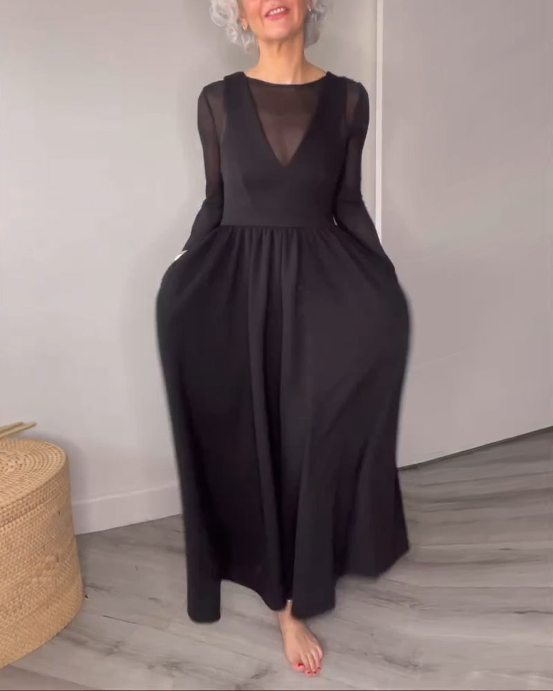 Women's Black Maxi Dress - Elegant Evening Gown | Fall - Black