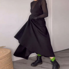 Women's Black Maxi Dress - Elegant Evening Gown | Autumn