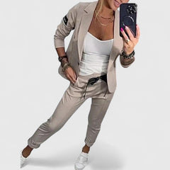 Women's Blazer and Jogger Set - Elegant Two-Piece | Autumn