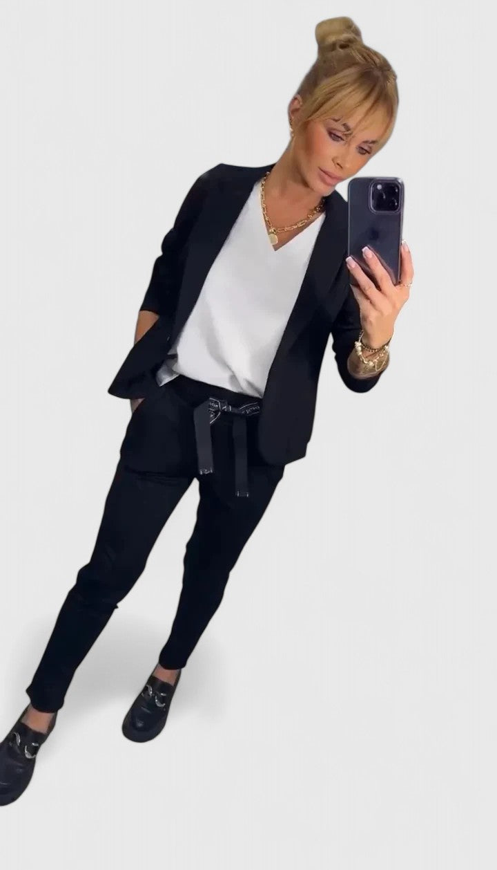 Women's Blazer and Jogger Set - Elegant Two-Piece | Autumn