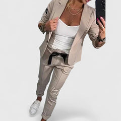 Women's Blazer and Jogger Set - Elegant Two-Piece | Autumn