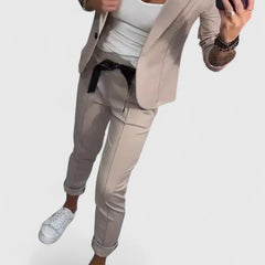 Women's Blazer and Jogger Set - Elegant Two-Piece | Autumn - Khaki