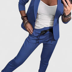 Women's Blazer and Jogger Set - Elegant Two-Piece | Autumn - Light Blue