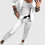 Women's Blazer and Jogger Set - Elegant Two-Piece | Autumn - White