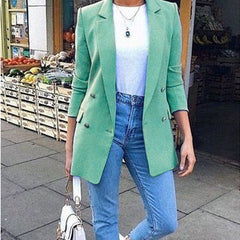 Women's Blazer | Double Button Elegant | Long Fit | Autumn - Green