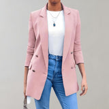Women's Blazer | Double Button Elegant | Long Fit | Autumn - Pink