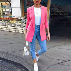 Women's Blazer | Double Button Elegant | Long Fit | Autumn - Rose