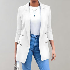 Women's Blazer | Double Button Elegant | Long Fit | Autumn - White