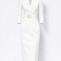 Women's Blazer Midi Dress | V-Neck | Tailored | Spring