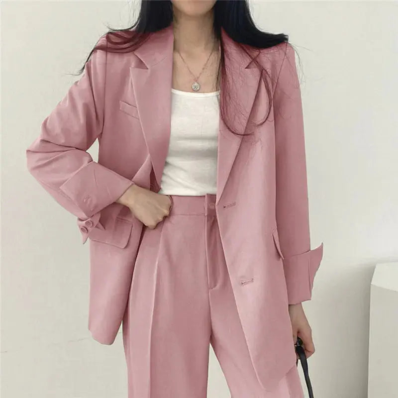 Women's Blazer Pant Set | Tailored | Fall - Rose